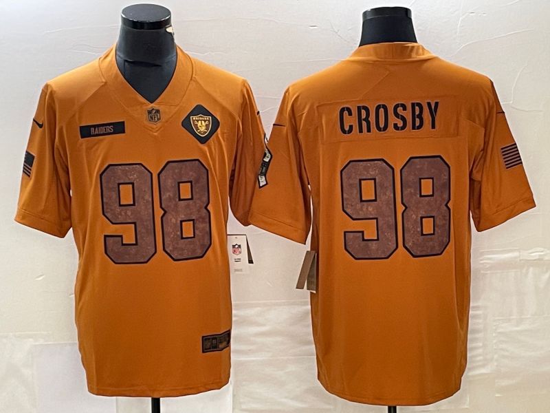 Men Oakland Raiders 98 Crosby brown Nike 2023 Salute To Service Limited NFL Jersey